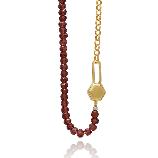Garnet and Chain Padlock Necklace