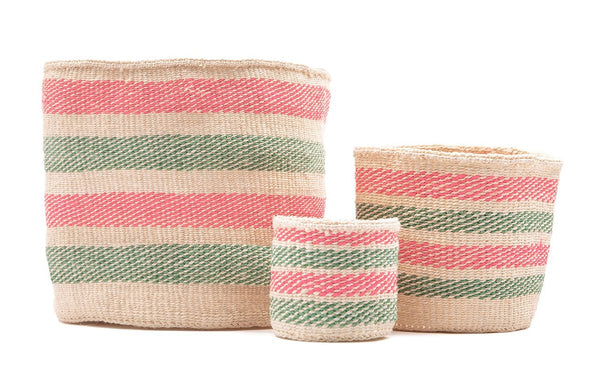 Alama: Pink & Green Stripe Basket