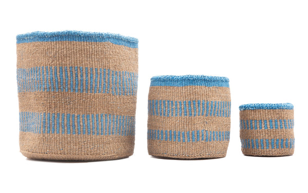 Mzima: Dusty Blue Stripe Basket