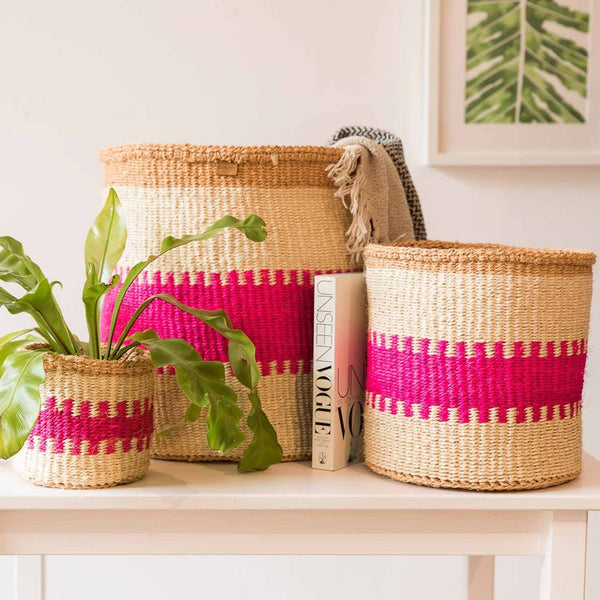 Kuzuia: Flouro Pink & Natural Basket