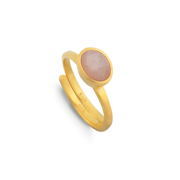Atomic Mini Peach Moonstone Gold Ring