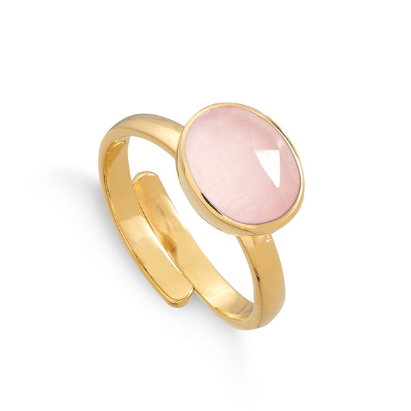 Atomic Midi Rose Quartz Gold Ring