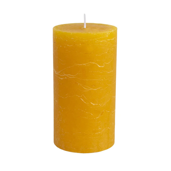 Grand Illusions Large Mustard Yellow Pillar Candle