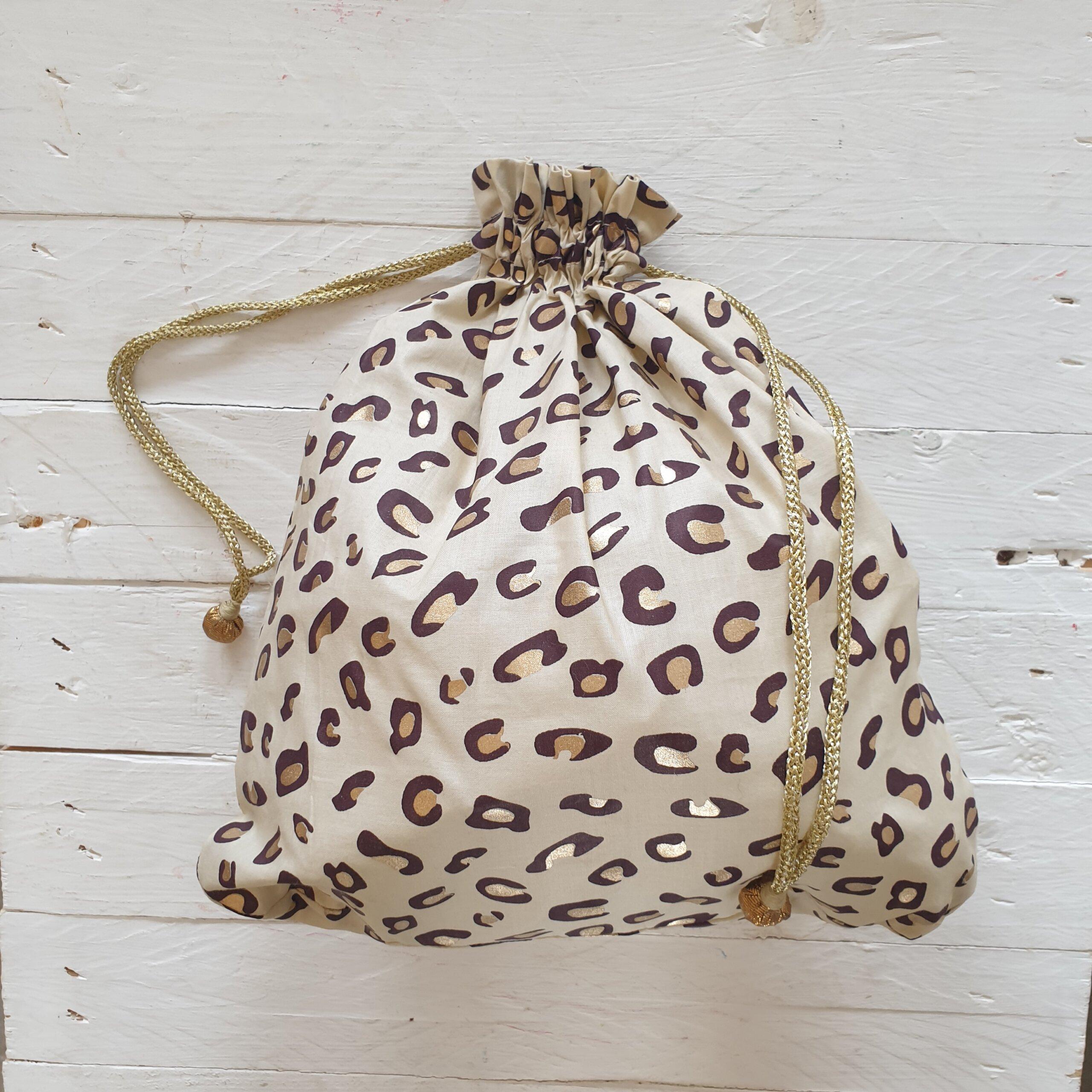 Leopard Print Fabric Gift Bag - Large