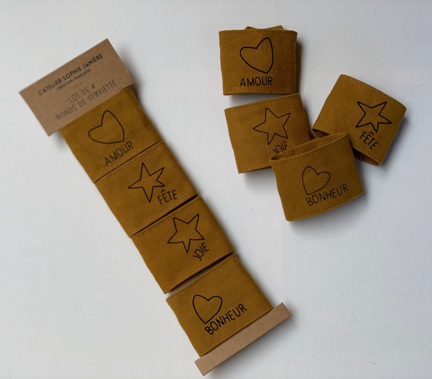 Set of 4 bronze STAR HEART napkin rings