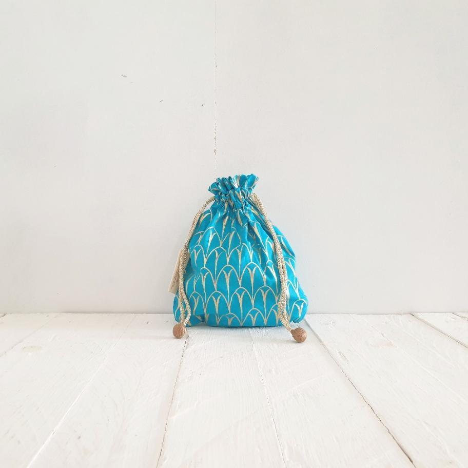 Turquoise Art Deco Fabric Gift Bag Small