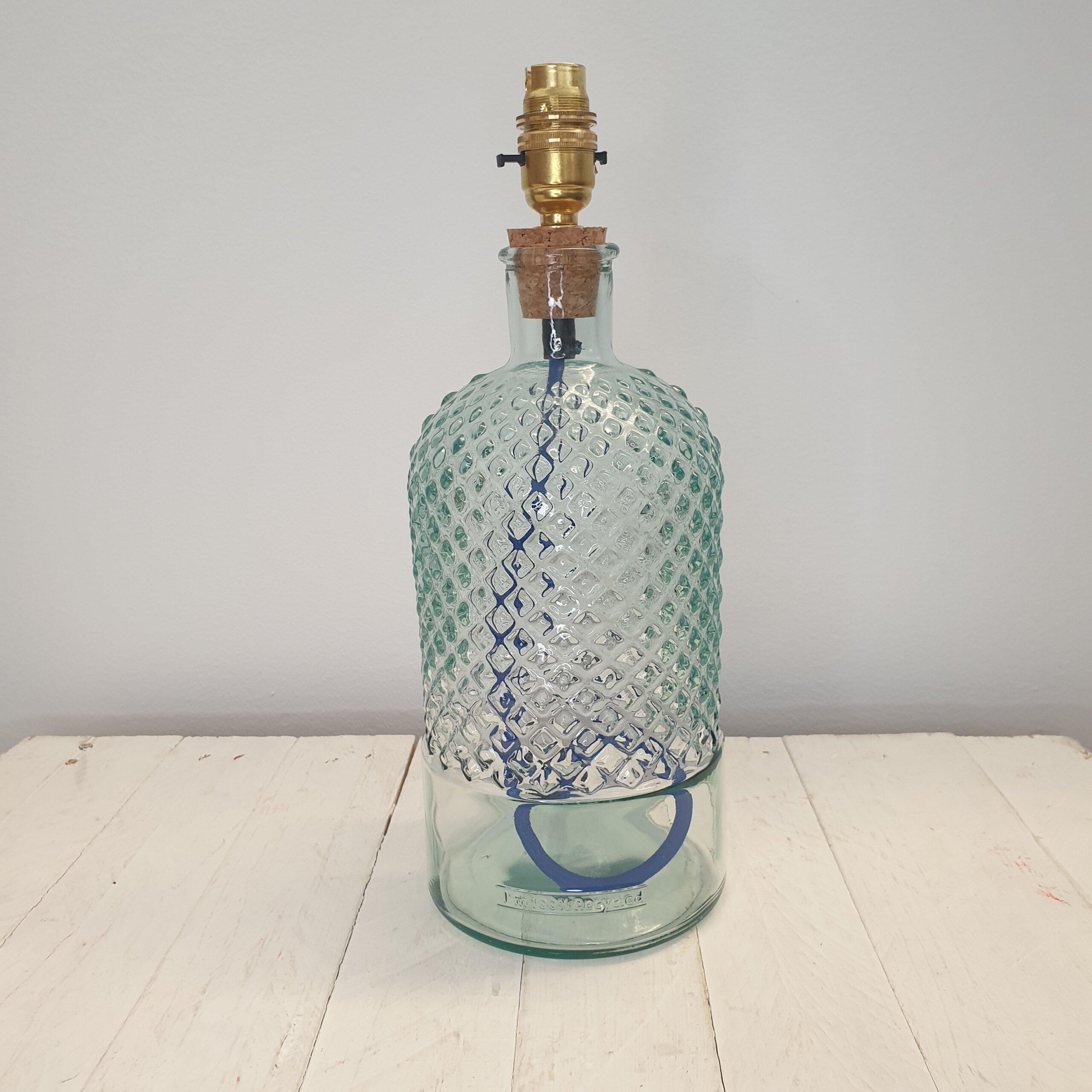 Recycled Glass Diamond Lamp Base Clear