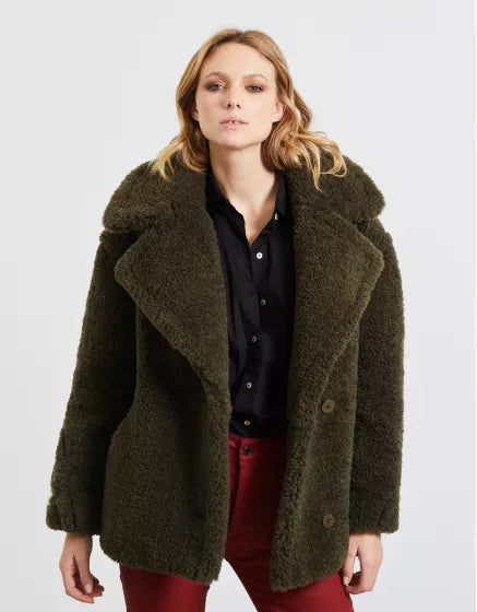 Faux Fur Mary Coat Army