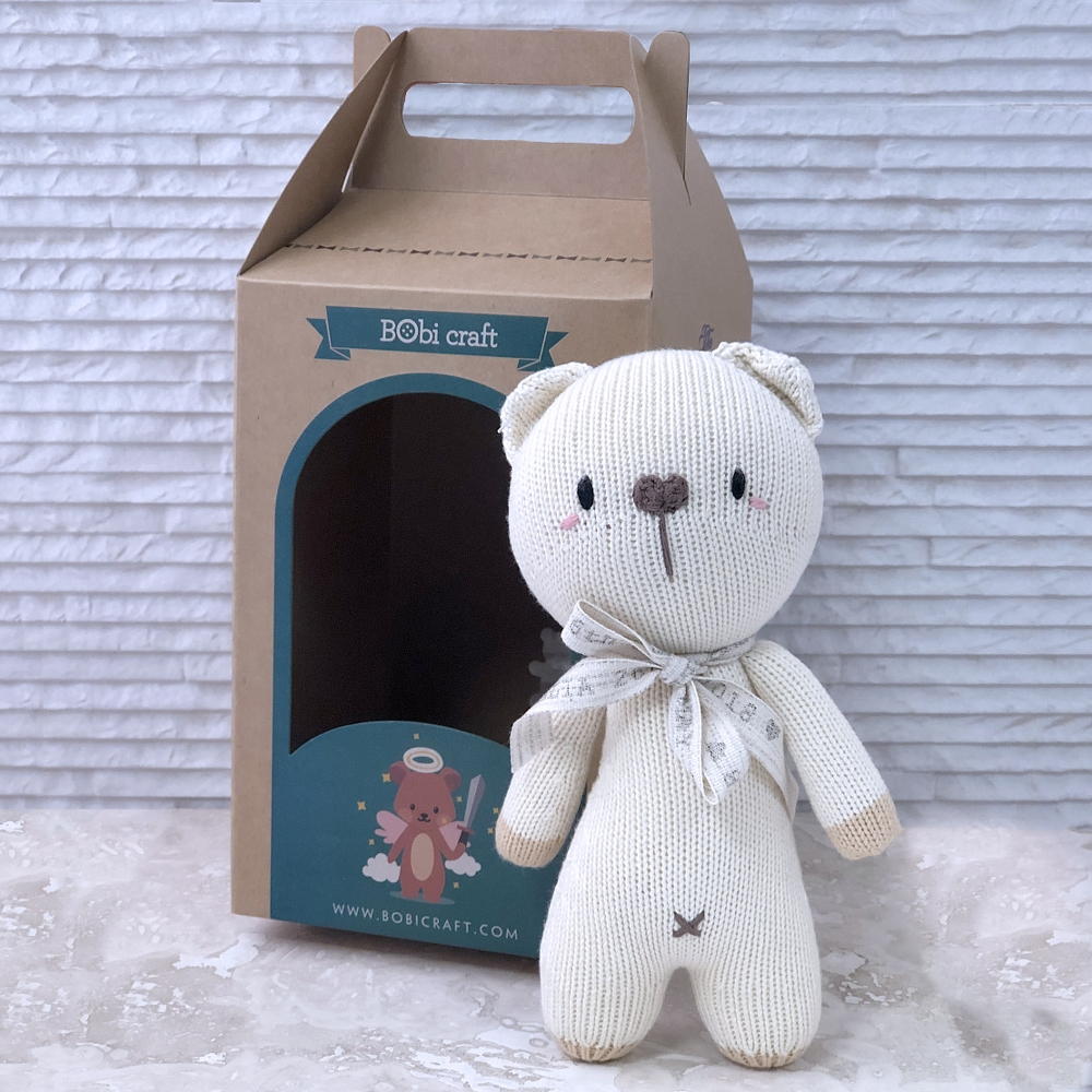 Soft Toy - First Teddy Guardian Lizzie The Polar Bear Knitted By Hand FN10404