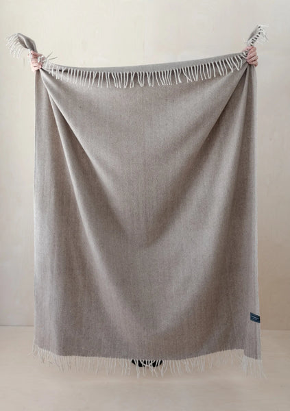 The Tartan Blanket Company Tartan Blanket Company - Recycled Wool Blanket In Coffee Herringbone