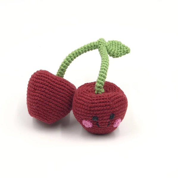 Lark London Pebble Knitted Cherries Rattle