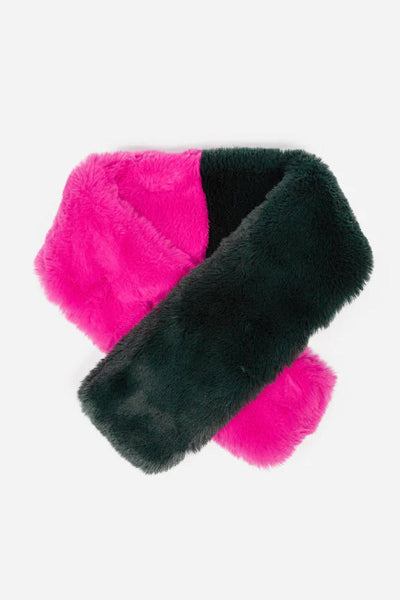 Colour Block Faux Fur Tuck Through Scarf