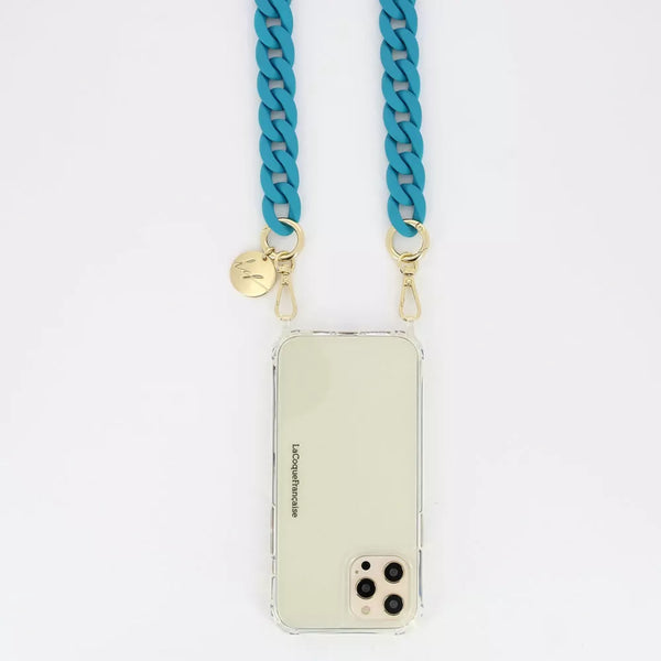 La coque française Sarah Phone Chain - Matte Turquoise