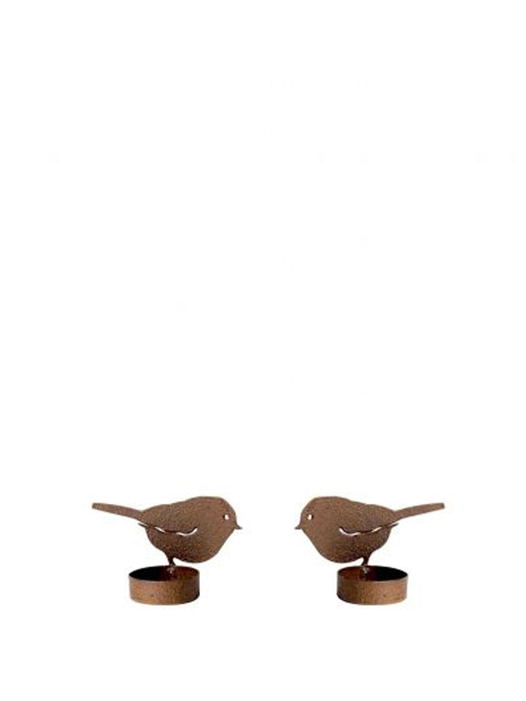 Bird Pair Candle Holder In Rusty Iron