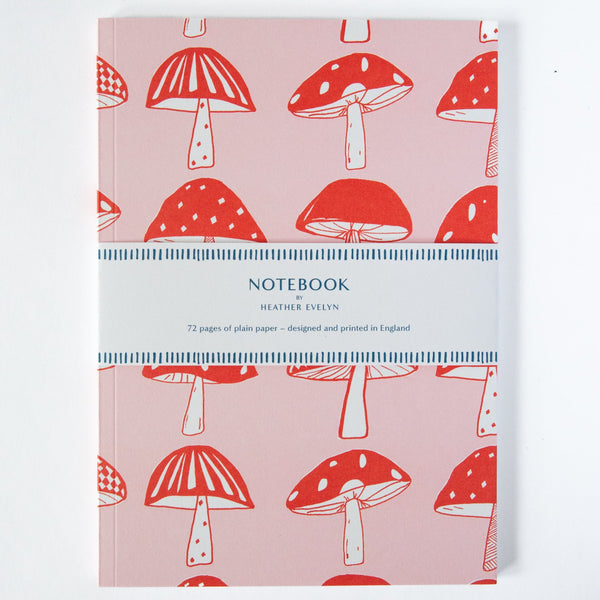 Mushroom A5 Plain Pages Notebook By Heather Evelyn