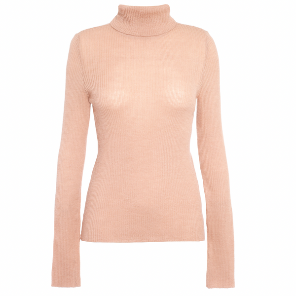 Percy Langley Woolacombe Pink Alpaca Polo Neck By