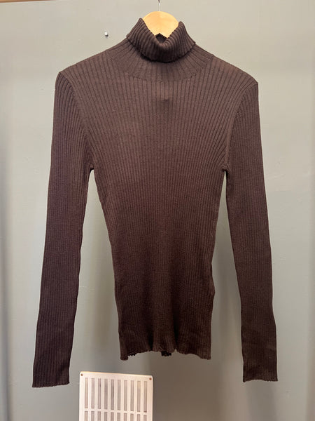 Selected Femme Ribbed Roll Neck Brown