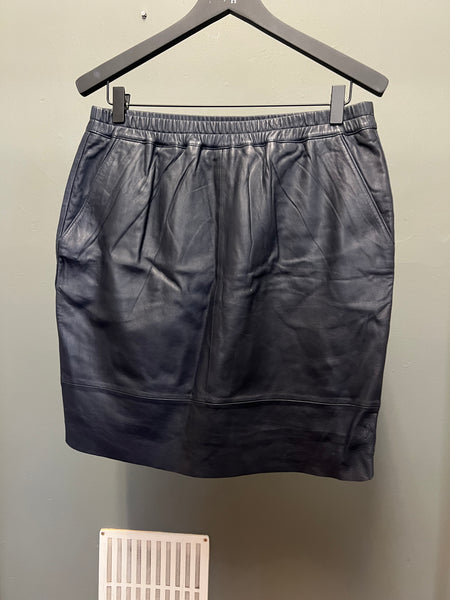 Navy Leather Skirt