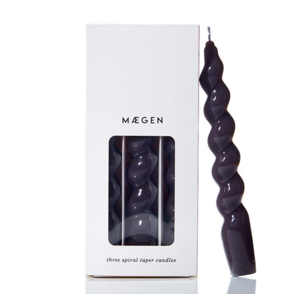 Maegen Dark Grey Spiral Tapered Candle - Set of 3