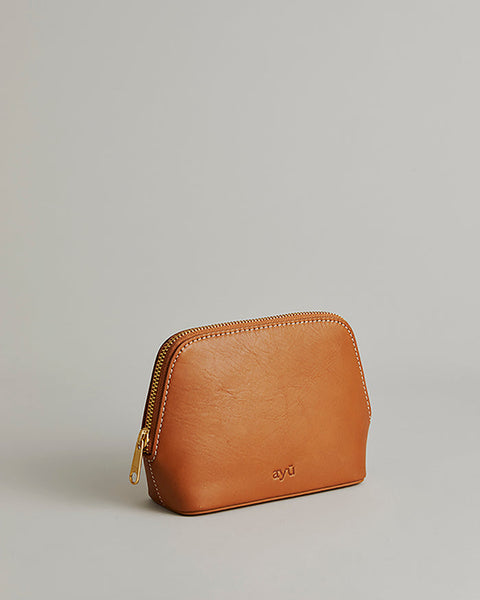 Brown Ayu Leather Makeup Bag