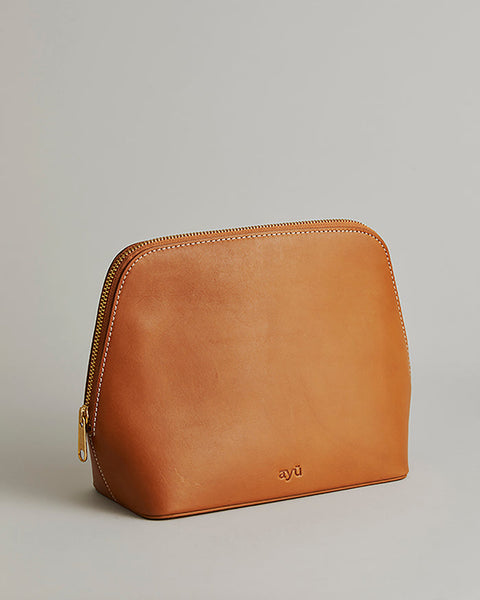 Brown Ayu Leather Toilet Bag