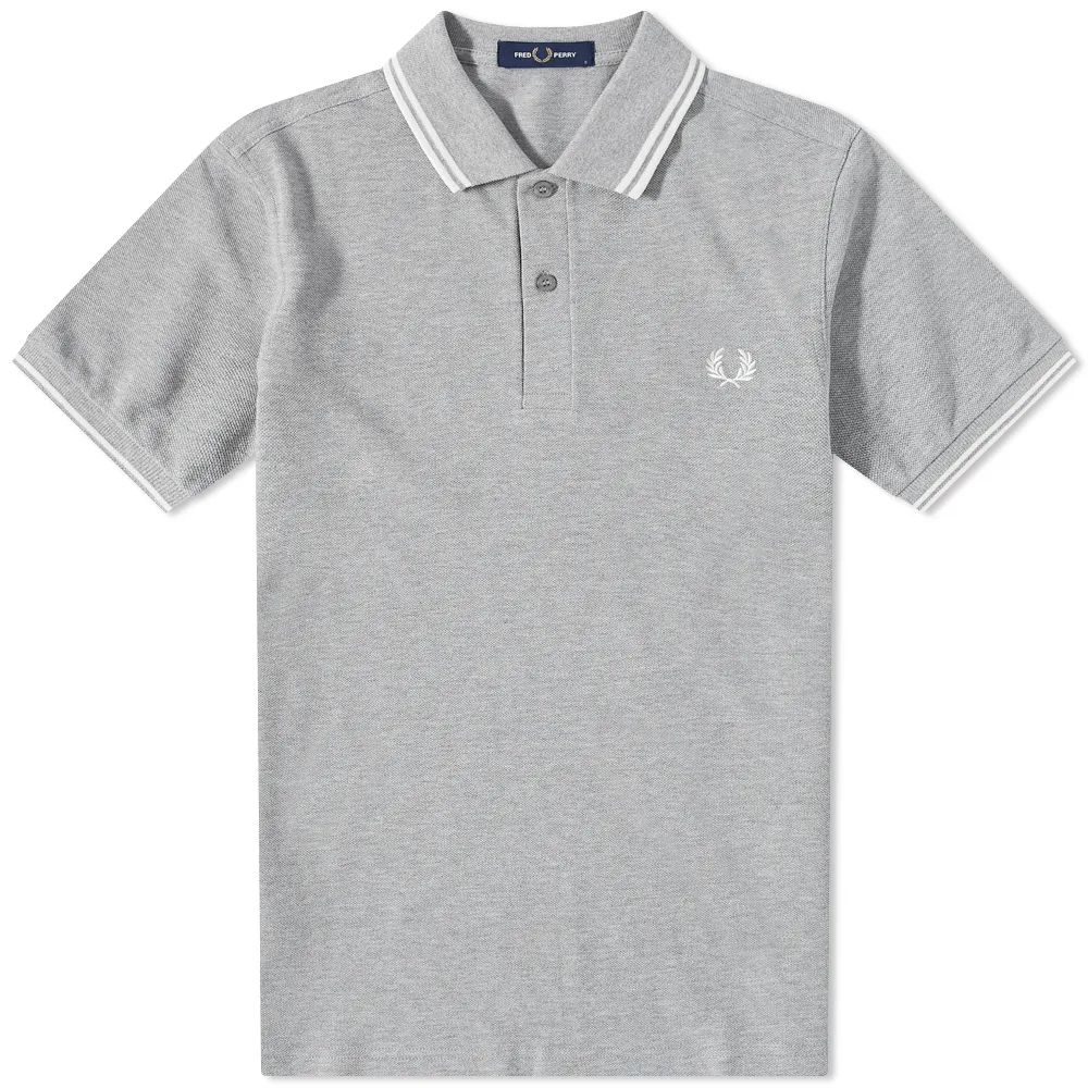 Fred Perry Fred Perry Slim Fit Twin Tipped Polo Steel Marl / White / White