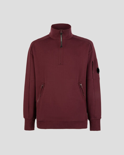 c p company C.p. Company Diagonal Raised Fleece Half Zipped Sweatshirt Port Royal Red