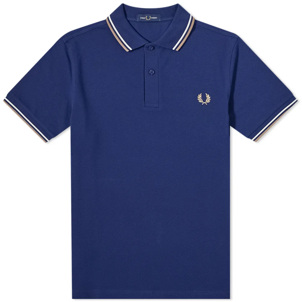 Fred Perry Fred Perry Slim Fit Twin Tipped Polo French Navy / Ecru / Warm Stone