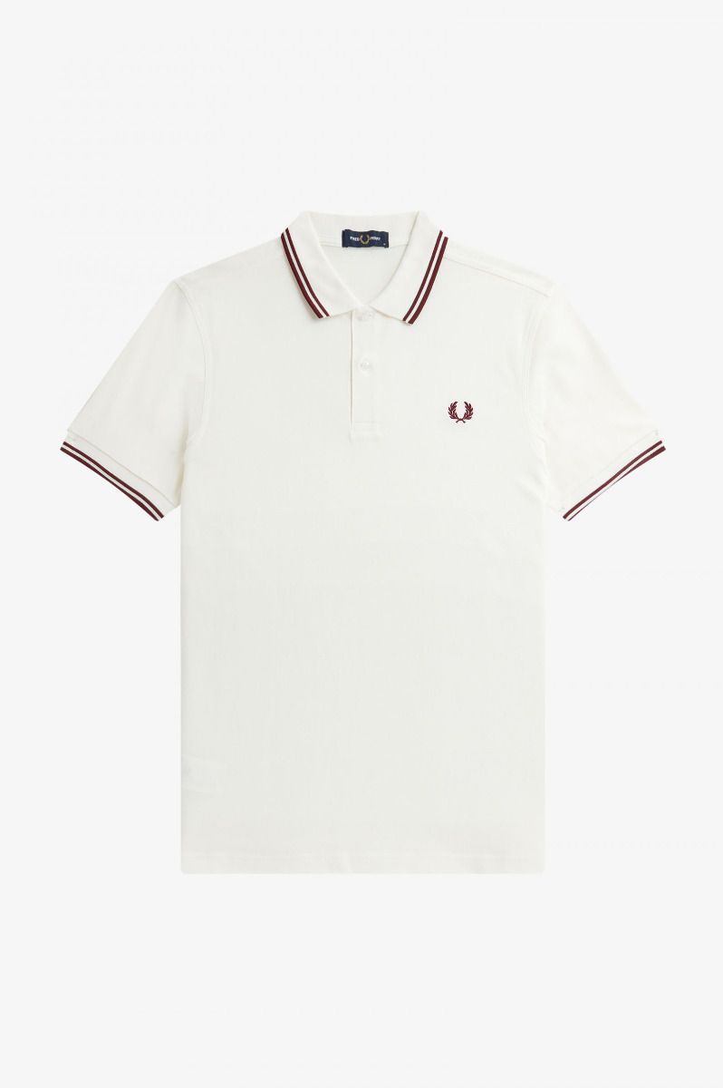 Fred Perry Fred Perry Slim Fit Twin Tipped Polo Snow White Eggplant
