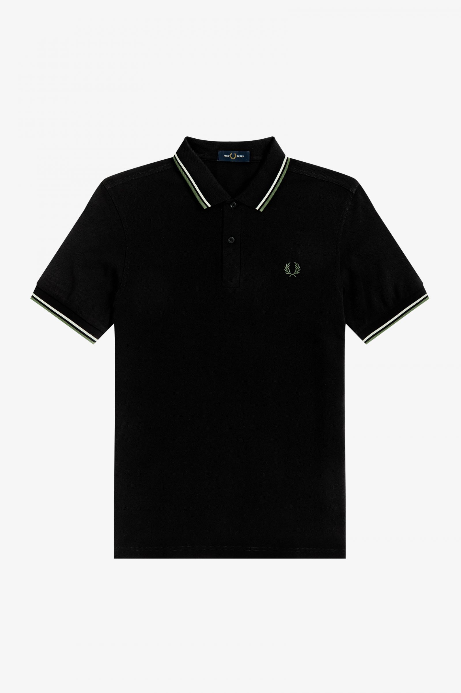 Fred Perry Fred Perry Slim Fit Twin Tipped Polo Black Ecru Pistachio