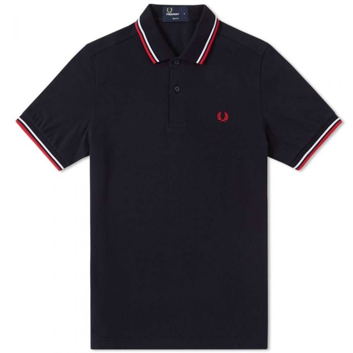 Fred Perry Fred Perry Slim Fit Twin Tipped Polo Navy White Red