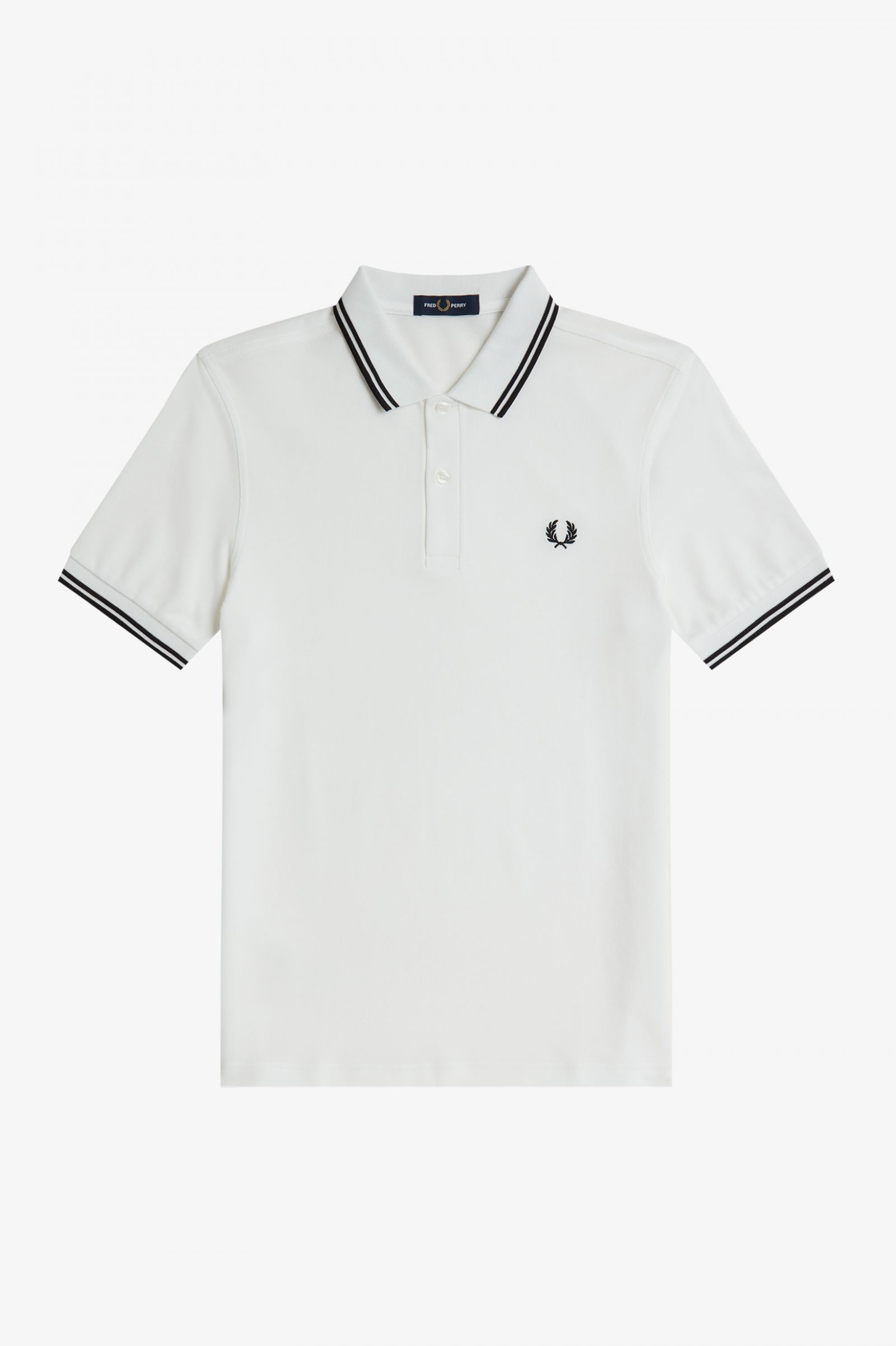 Fred Perry Fred Perry Slim Fit Twin Tipped Polo White Black Black