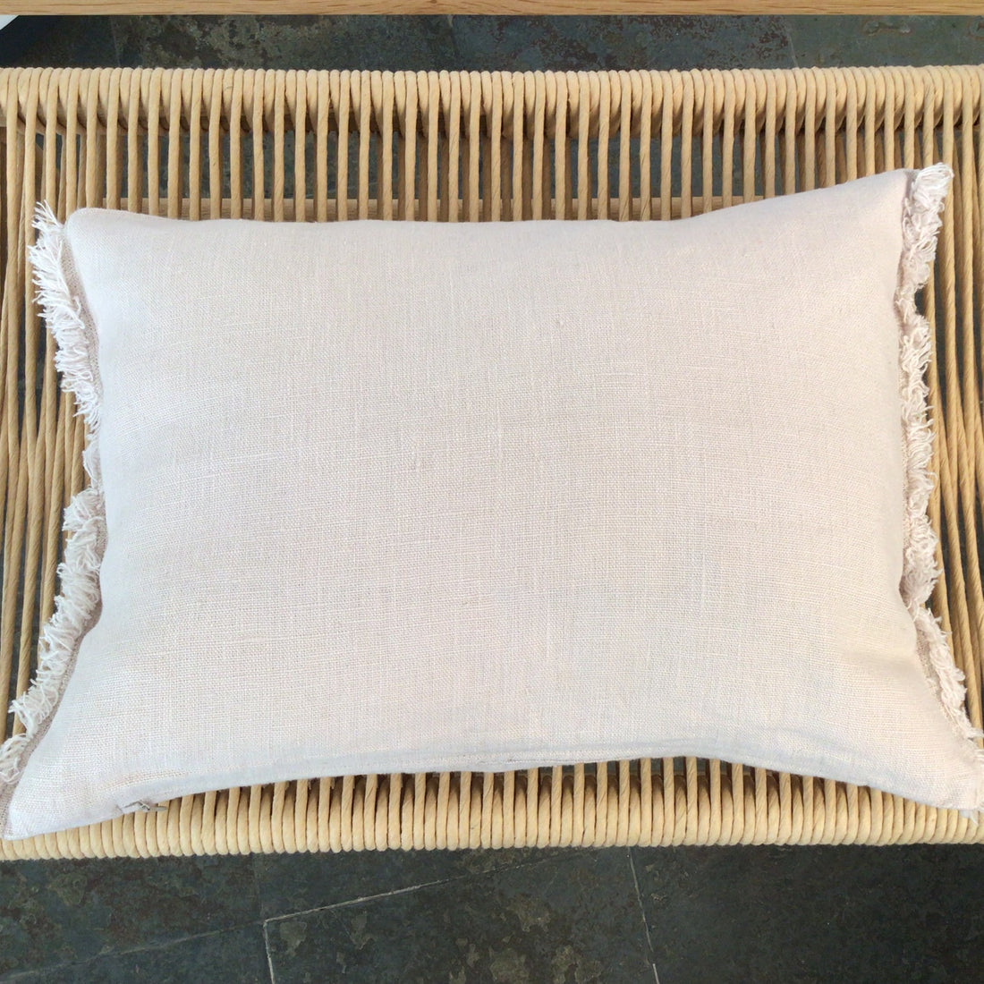 LinenMe Beige Sable Linen Fringed Cushion