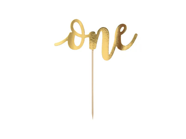 Partydeco Cake Topper One, Gold