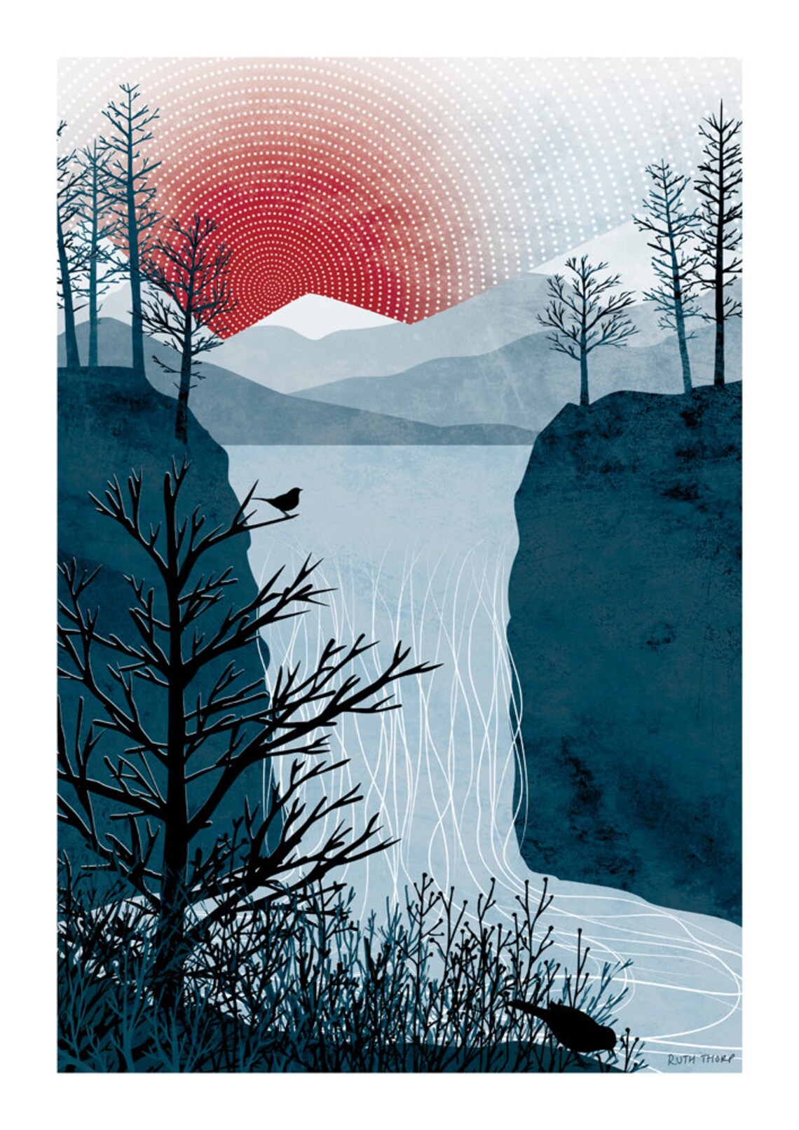 Ruth Thorp Studio A4 Falling Water Northern Sun Art Print
