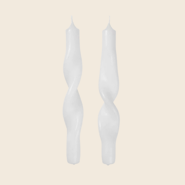 Broste Copenhagen Twisted Candle Pair | Pure White