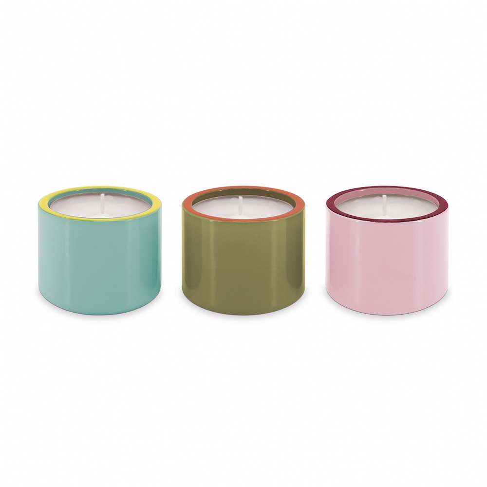 Remember Glass Candleholders And Tealights Set Of 3 Pastel Colours Set03