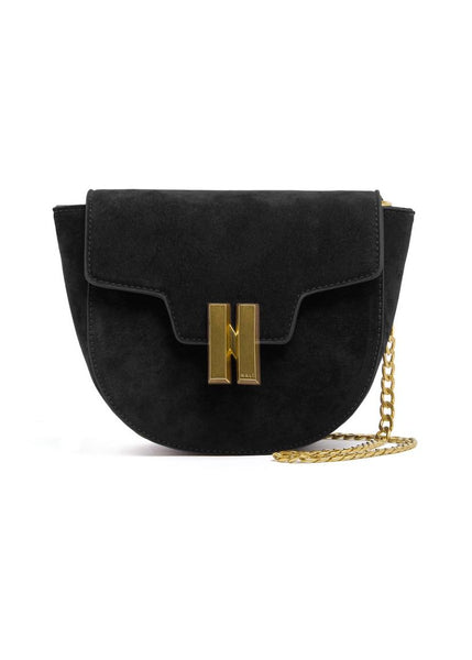 Celeste Black Velvet Large Shoulder Bag