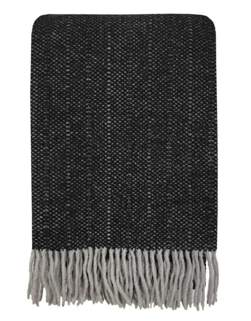 Crow Black Wool Structured Recycled Throw