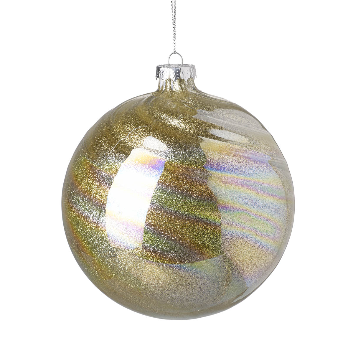 Parlane  Glitter Spiral Gold Lustre Glass Bauble : Large