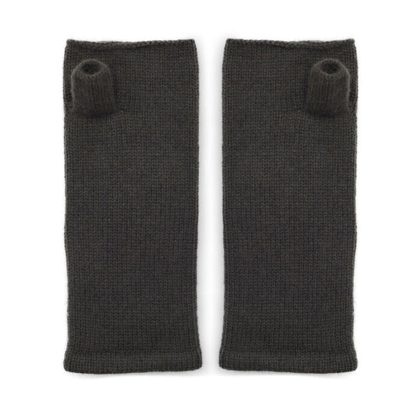 Cashmere Plain Knit Wrist Warmers - Mole