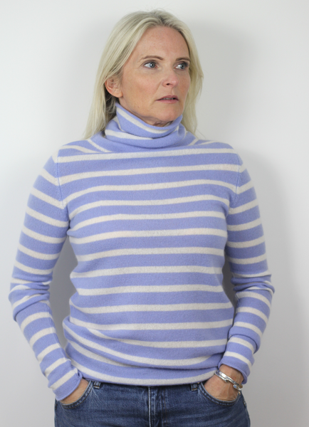 Mulben Cowl Cashmere Blue/white