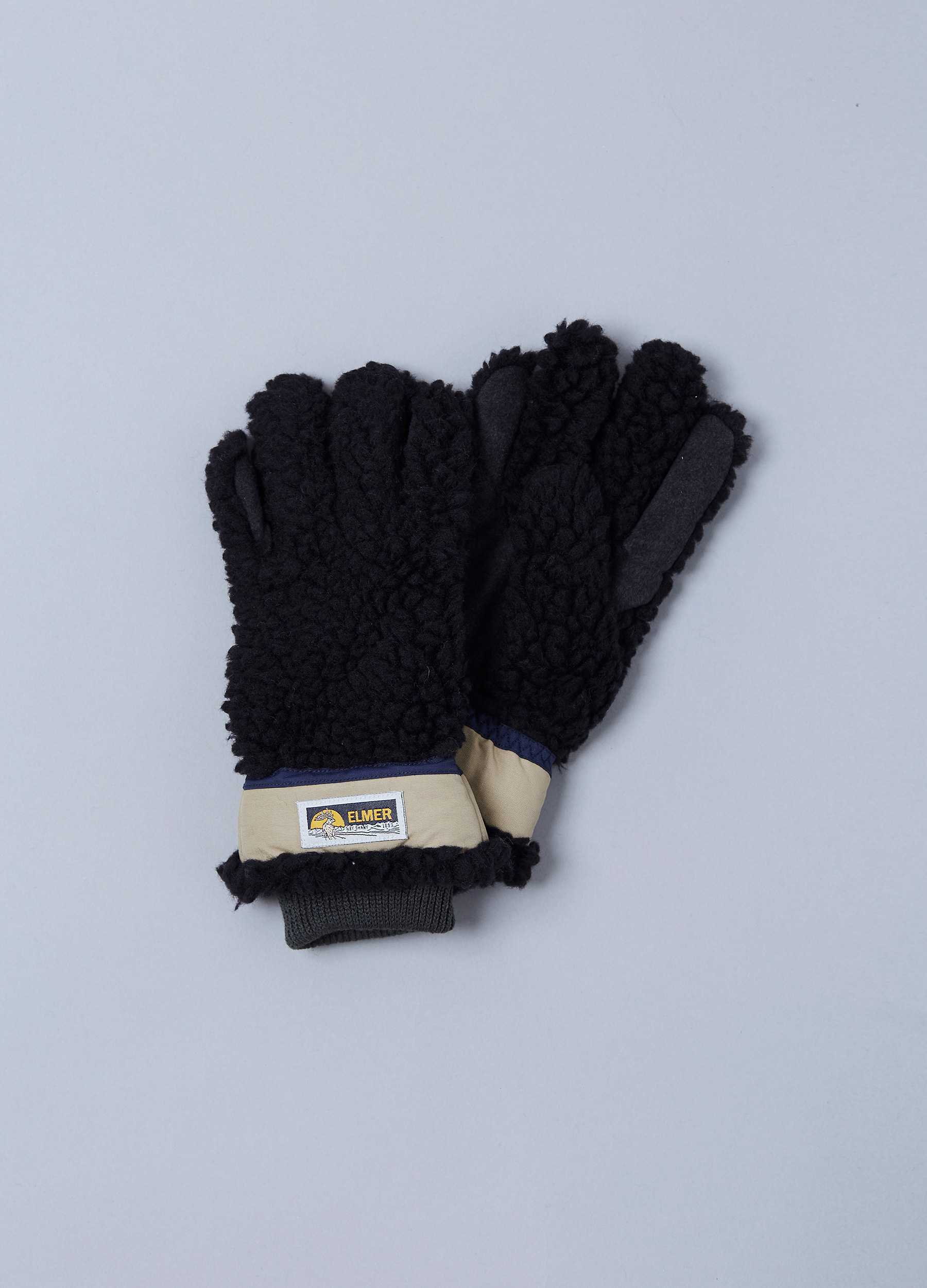 Wool Pile 5 Finger Gloves - Black