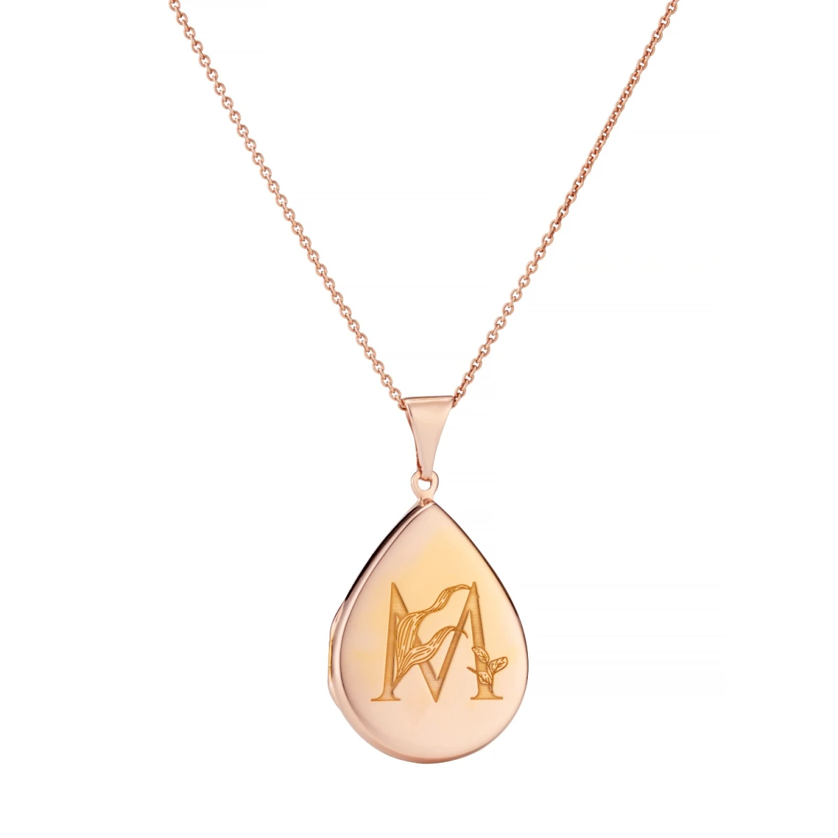 Posh Totty Designs Gold Plated Floral Engraved Initial Locket Necklace