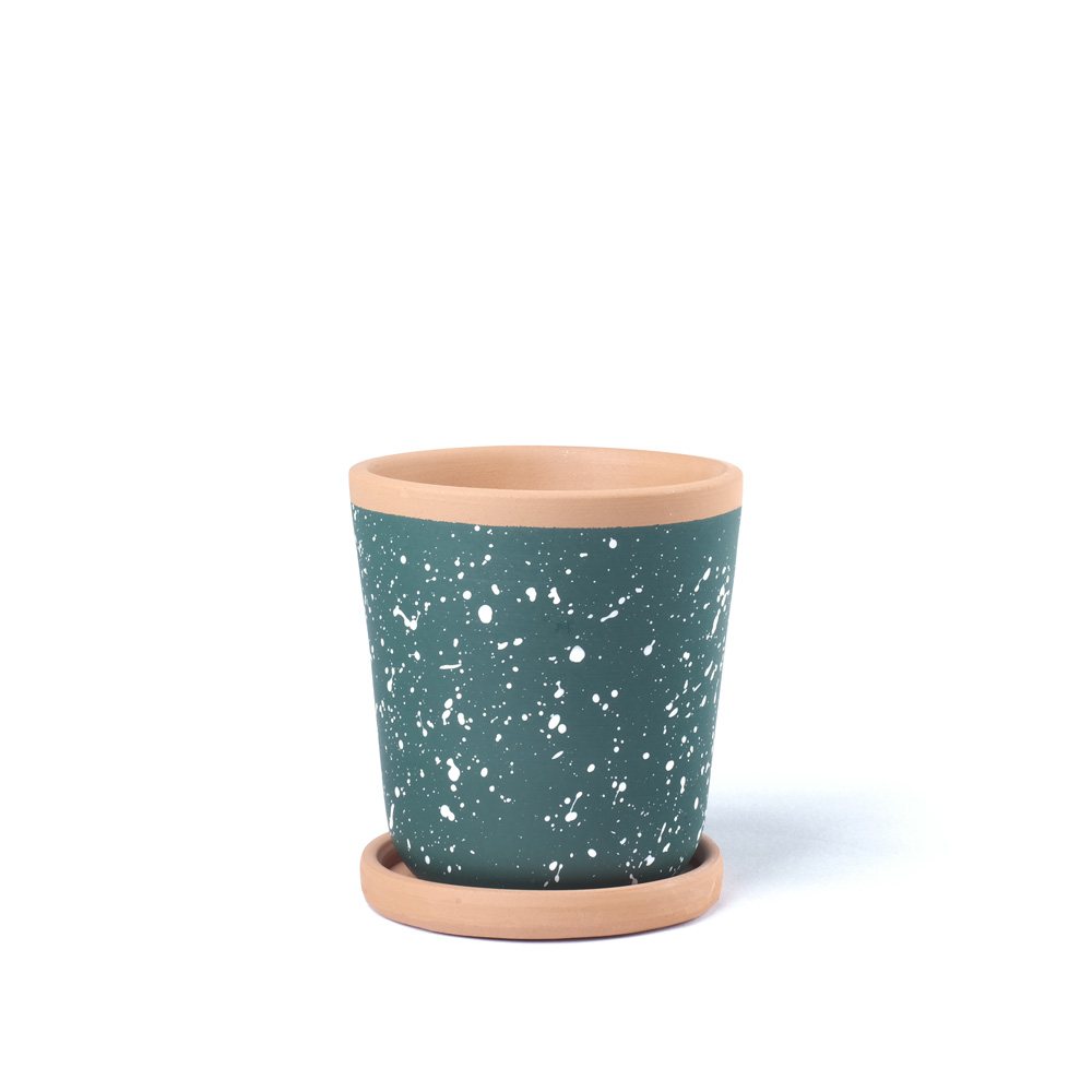 Splashed planter Green/ white dots