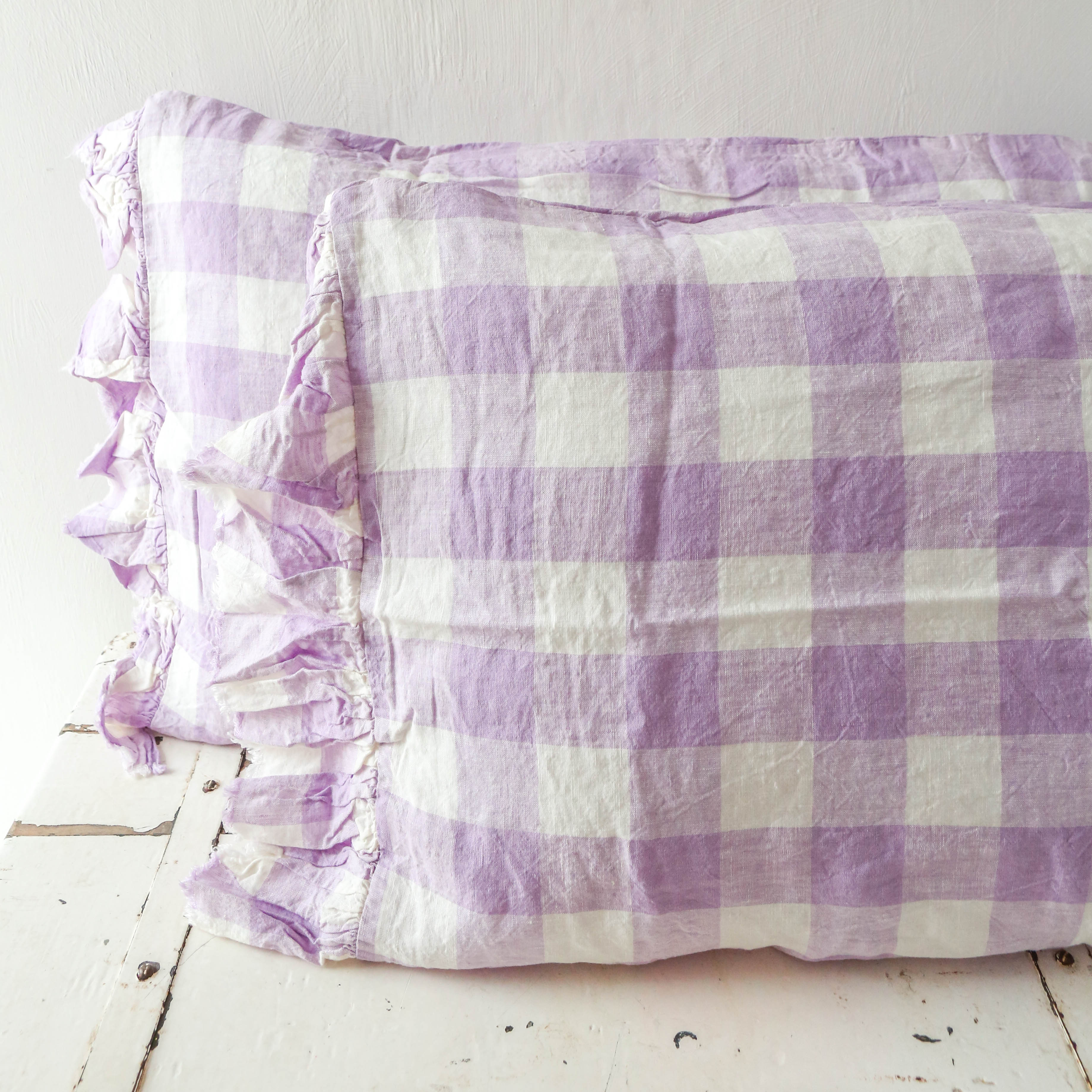 Pair Of Pillowcases With Ruffle Lilac