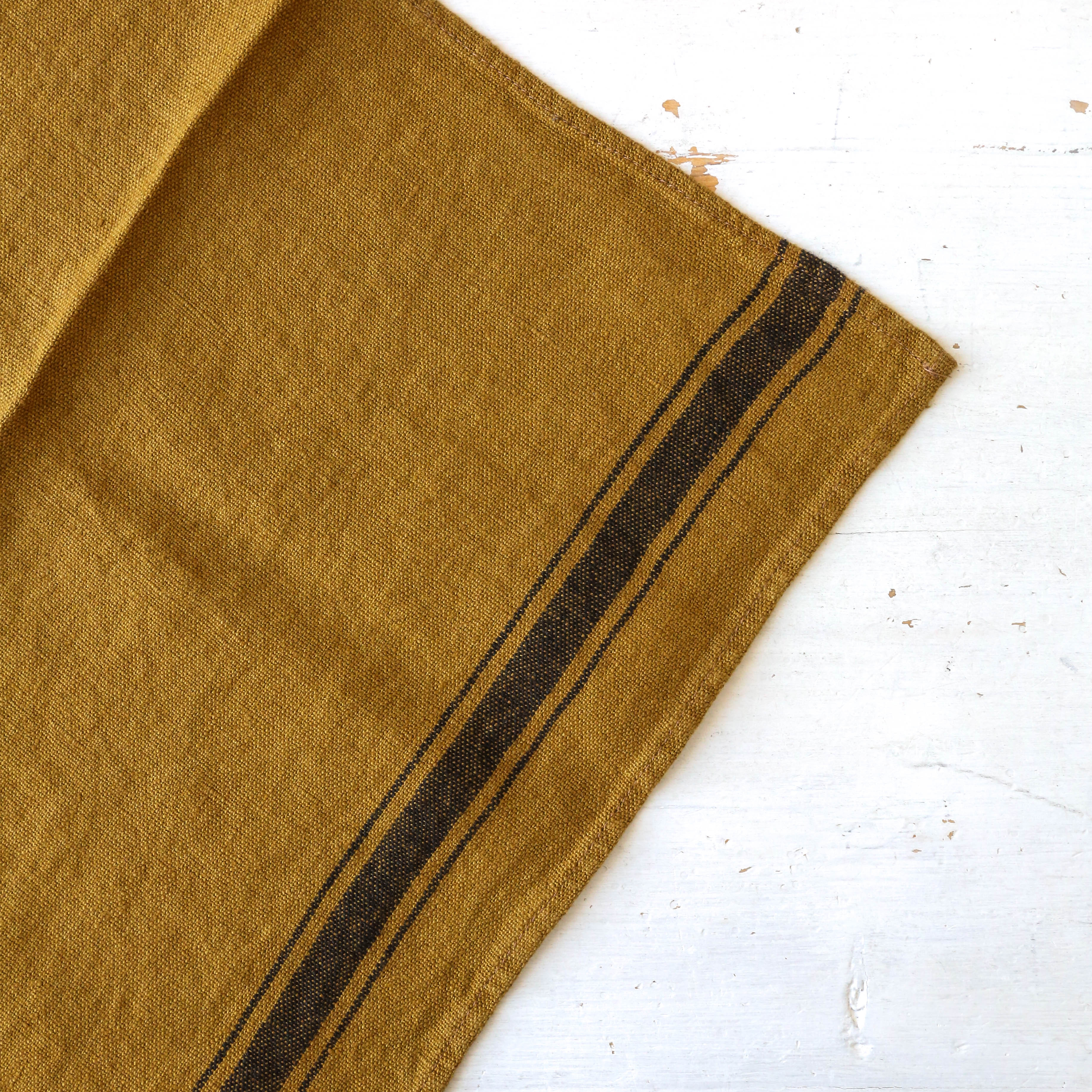 Washed Linen Stripe Tea Towel - Bronze