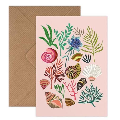 Shells Seaweed Greetings Card By