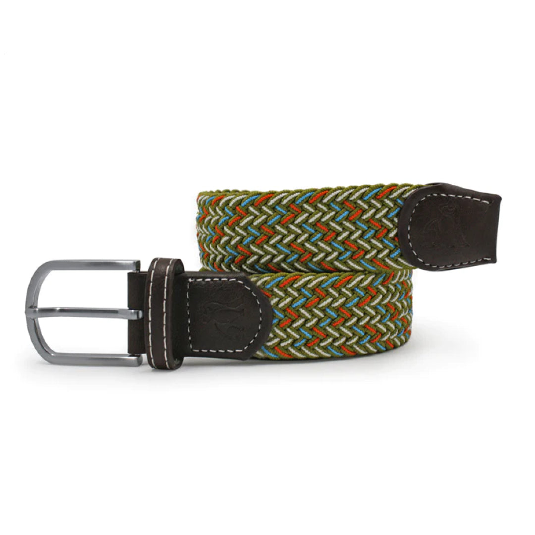 Recycled Woven Belt | Khaki Blue Dot