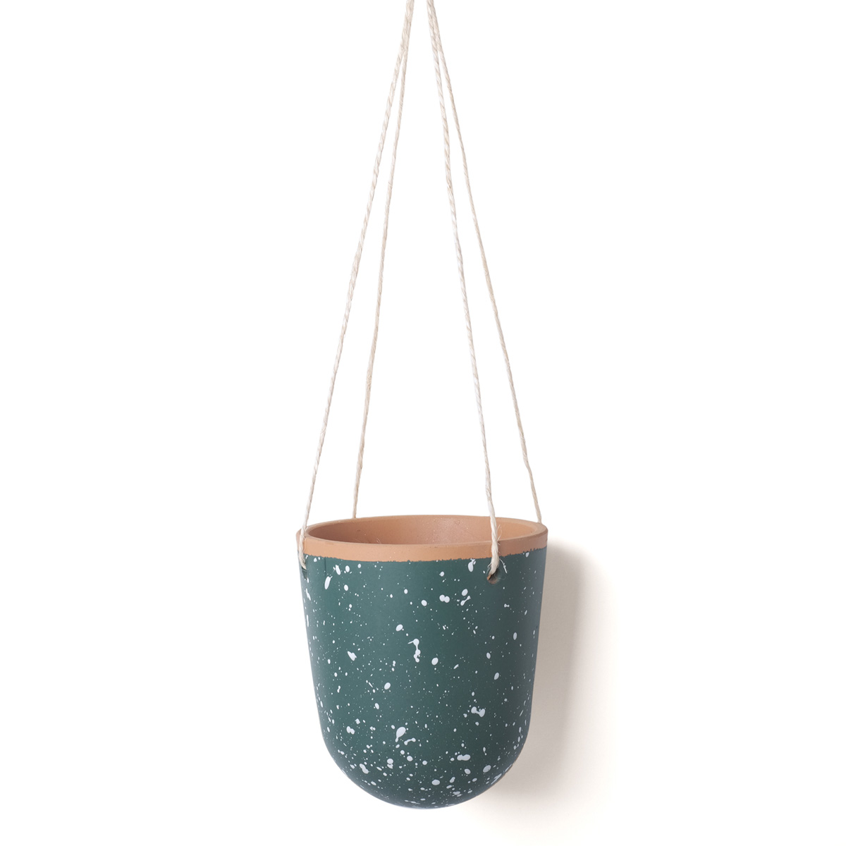 Splashed hanging planter Green/ white dots